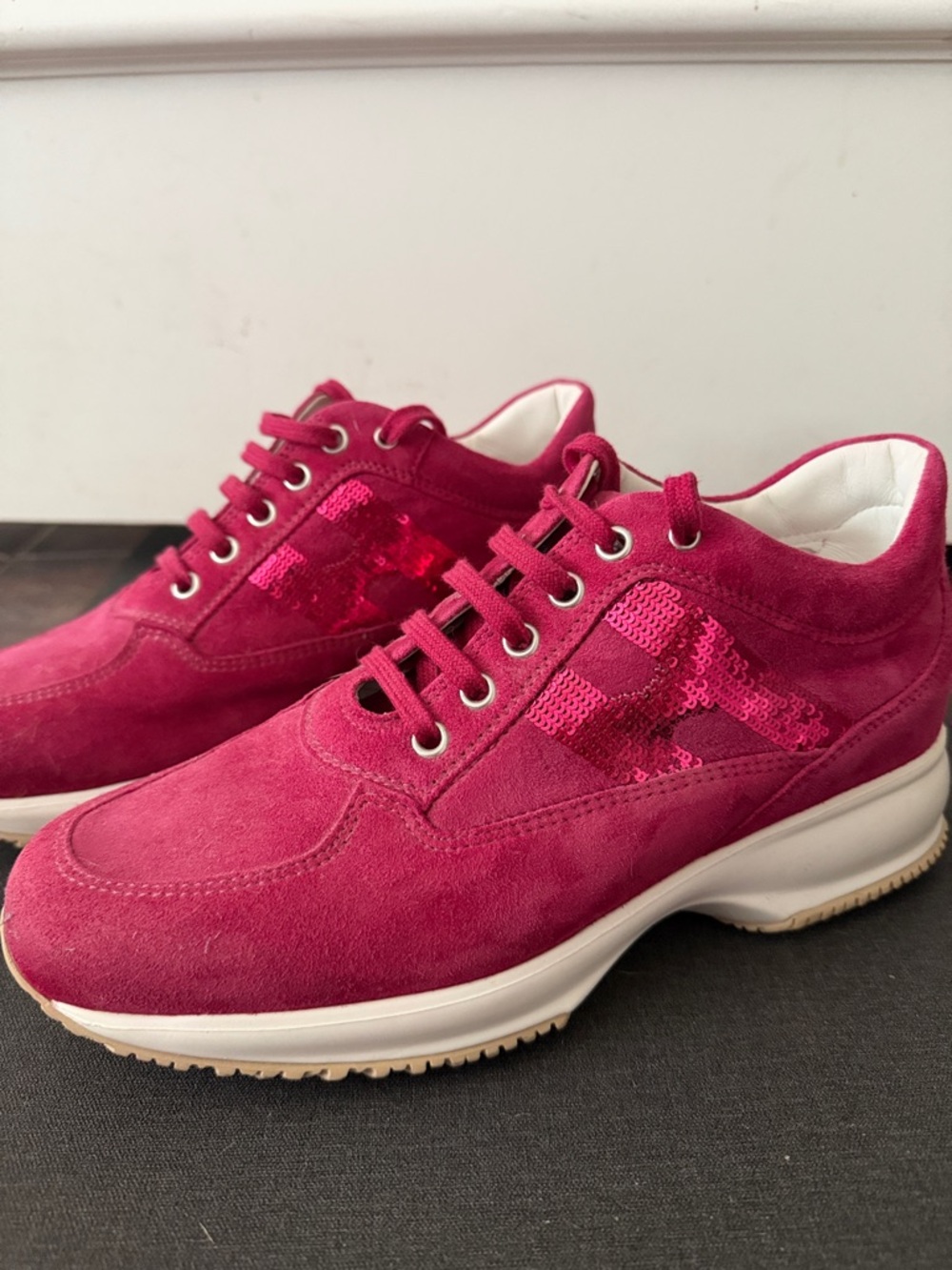 Hogan interactive Magenta Suede Sneakers